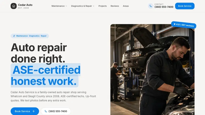 Auto Repair Clean Editorial demo website thumbnail