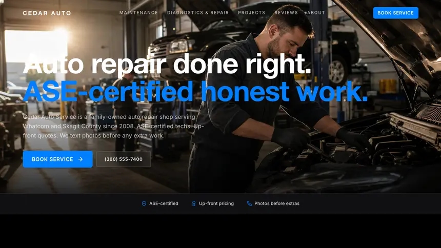 Auto Repair Sharp Tech demo website thumbnail