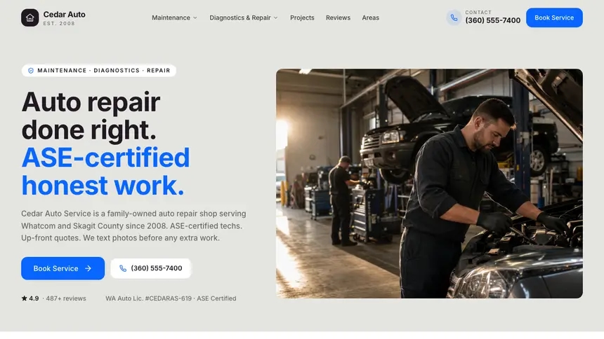Auto Repair Visual Discovery demo website thumbnail