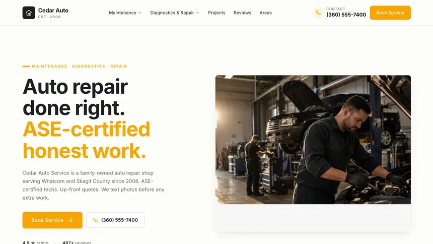 Auto Repair Playful Product demo website thumbnail