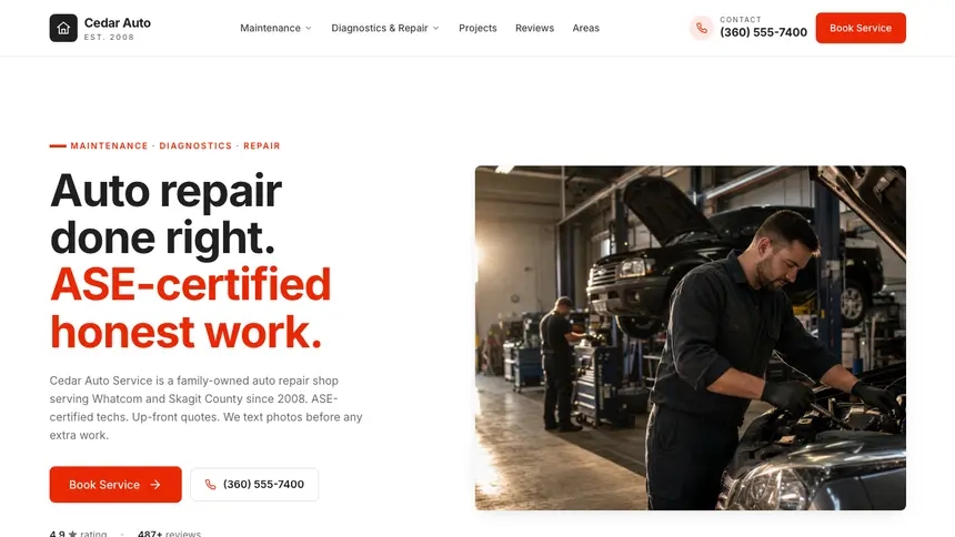 Auto Repair Technical Clean demo website thumbnail