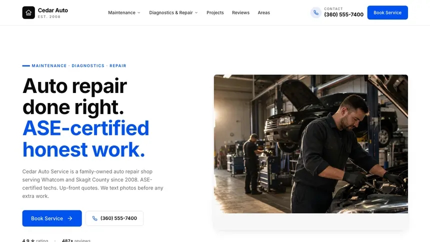 Auto Repair Editorial Content demo website thumbnail