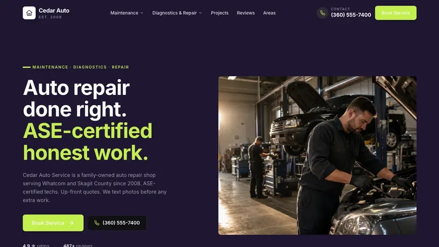 Auto Repair Focused Monitor demo website thumbnail