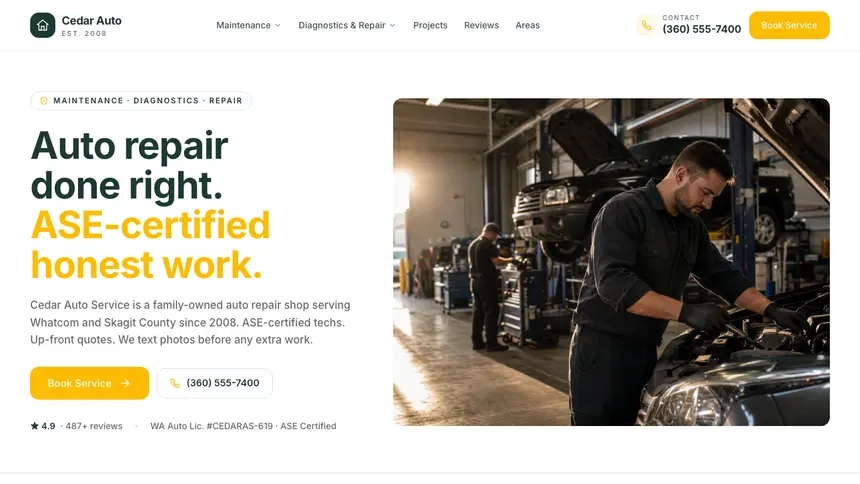 Auto Repair Warm Retail demo website thumbnail