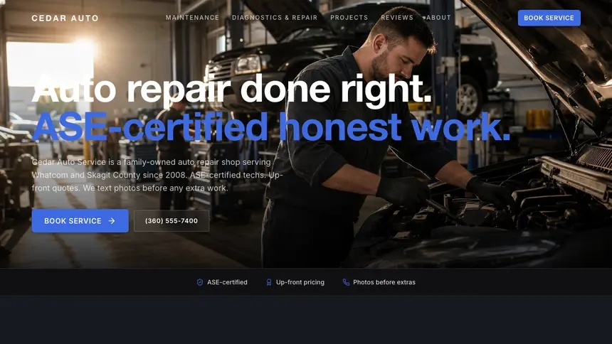 Auto Repair Futuristic Minimal demo website thumbnail