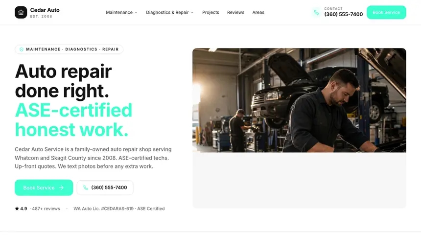 Auto Repair Editorial Media demo website thumbnail