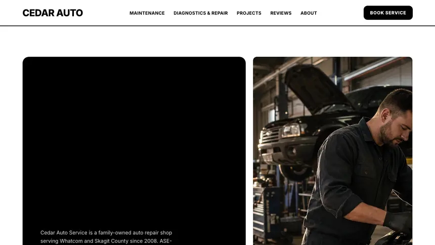 Auto Repair Bold Utility demo website thumbnail