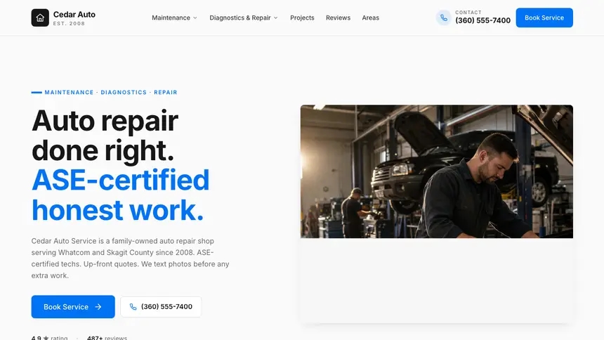 Auto Repair Monochrome Modern demo website thumbnail