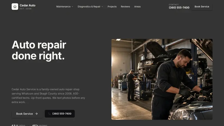 Auto Repair Fast Utility demo website thumbnail