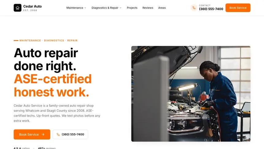 Auto Repair Designer Flexible demo website thumbnail
