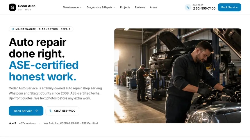 Auto Repair Editorial Bold demo website thumbnail
