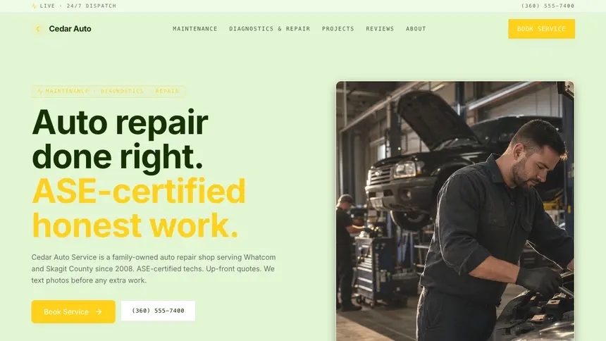 Auto Repair Bright Finance demo website thumbnail