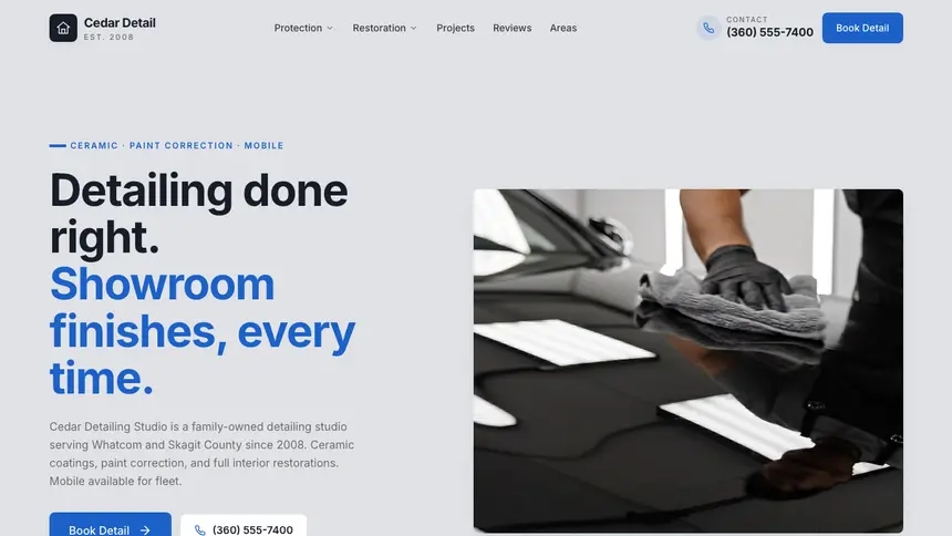Car Detailing Structured Grid demo website thumbnail