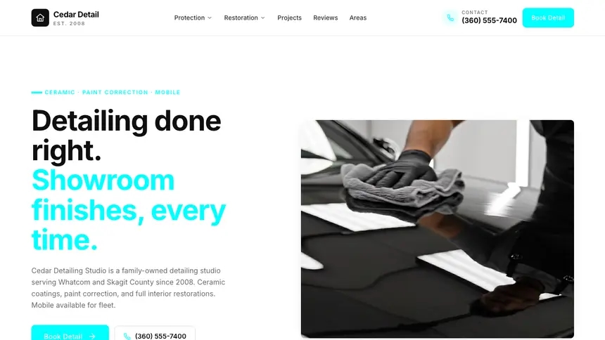 Car Detailing Modular Clean demo website thumbnail
