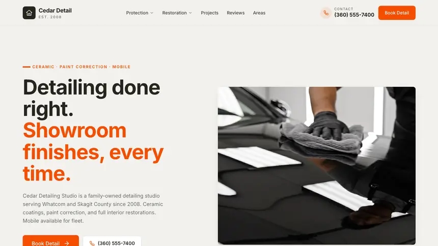 Car Detailing Focused Dark demo website thumbnail