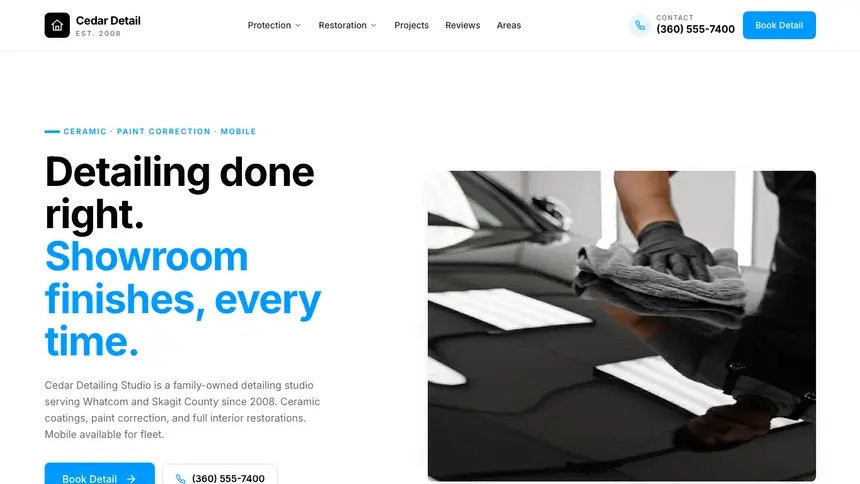 Car Detailing Motion Forward demo website thumbnail