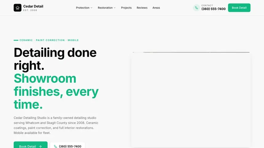 Car Detailing Sleek Minimal demo website thumbnail