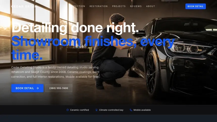 Car Detailing Compact Modern demo website thumbnail