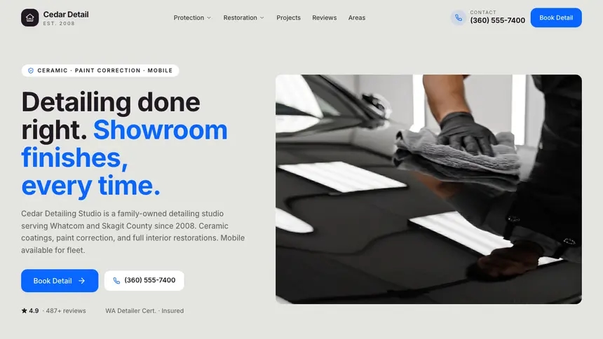 Car Detailing Visual Discovery demo website thumbnail