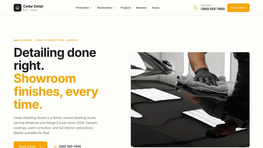Car Detailing Playful Product demo website thumbnail