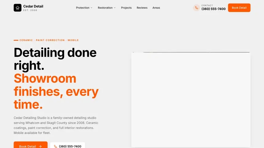 Car Detailing Minimal Mail demo website thumbnail