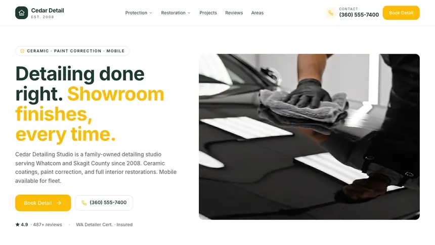 Car Detailing Warm Retail demo website thumbnail