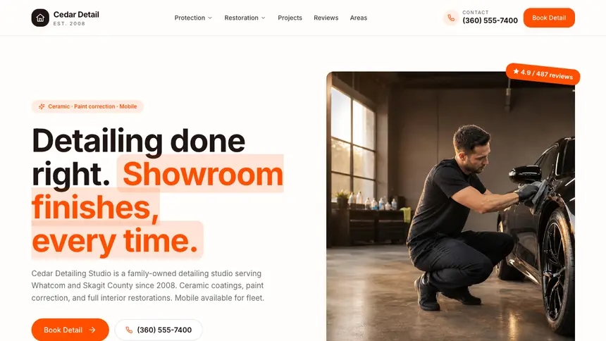 Car Detailing Connected Workflow demo website thumbnail