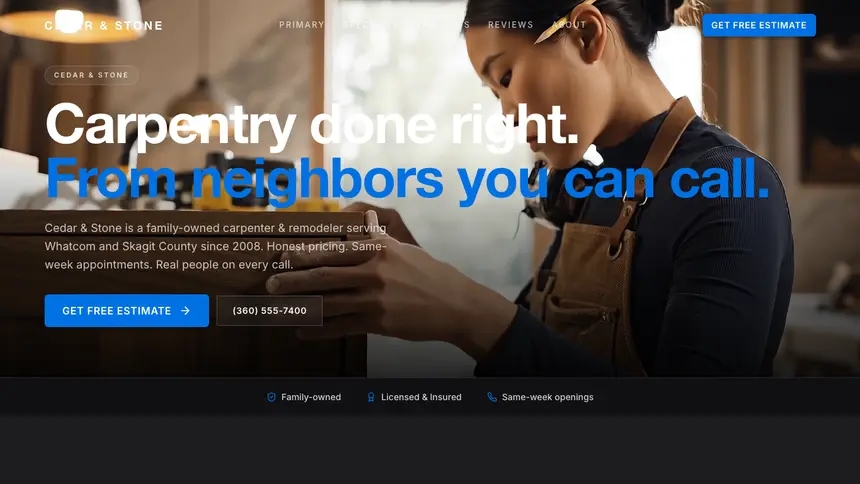Carpentry Minimal Premium demo website thumbnail