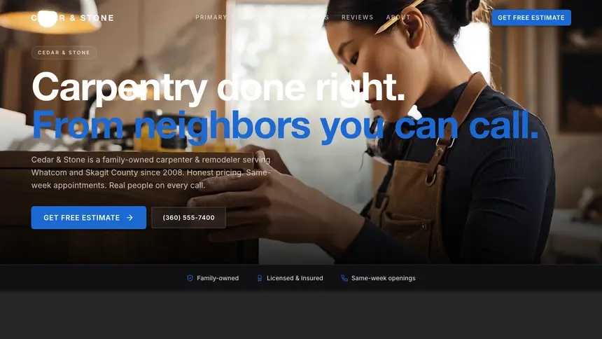 Carpentry Precision Classic demo website thumbnail