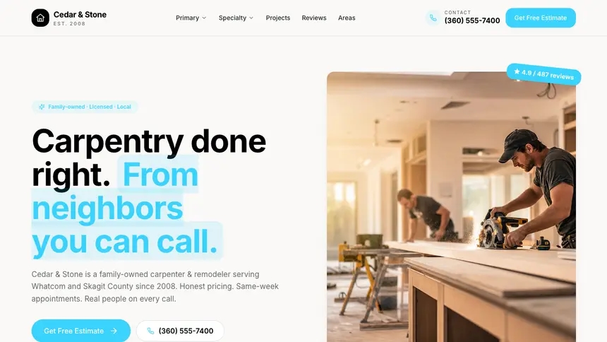 Carpentry Crafted Neutral demo website thumbnail