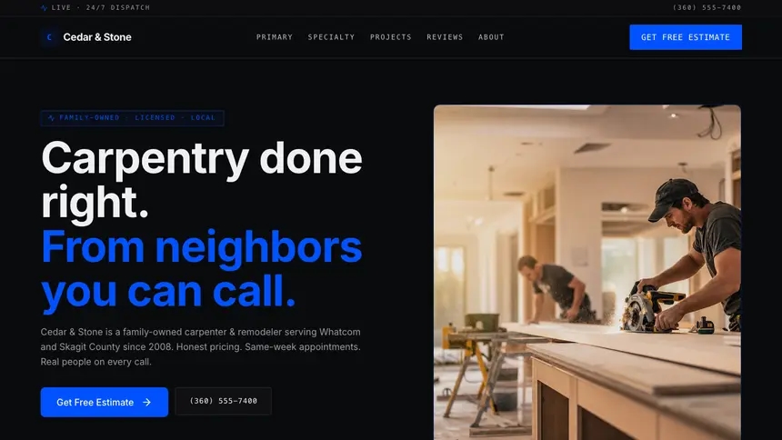 Carpentry Trusted Finance demo website thumbnail