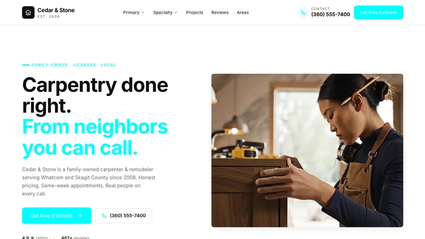 Carpentry Modular Clean demo website thumbnail