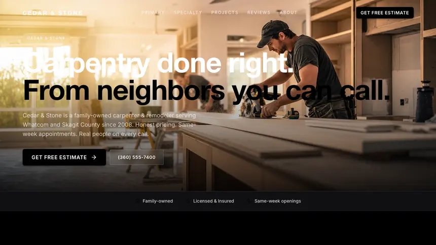 Carpentry Expressive Modern demo website thumbnail