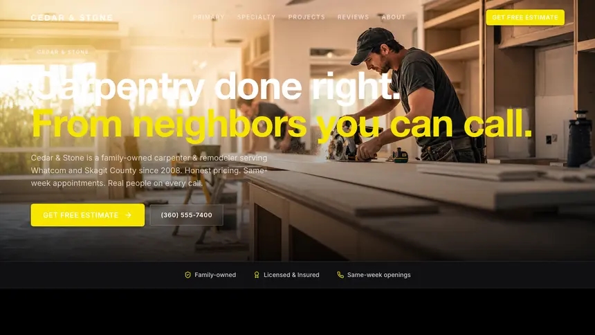 Carpentry Bold Performance demo website thumbnail