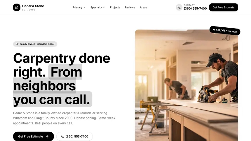 Carpentry Playful Creative demo website thumbnail