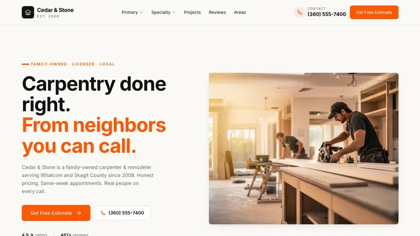 Carpentry Approachable Support demo website thumbnail