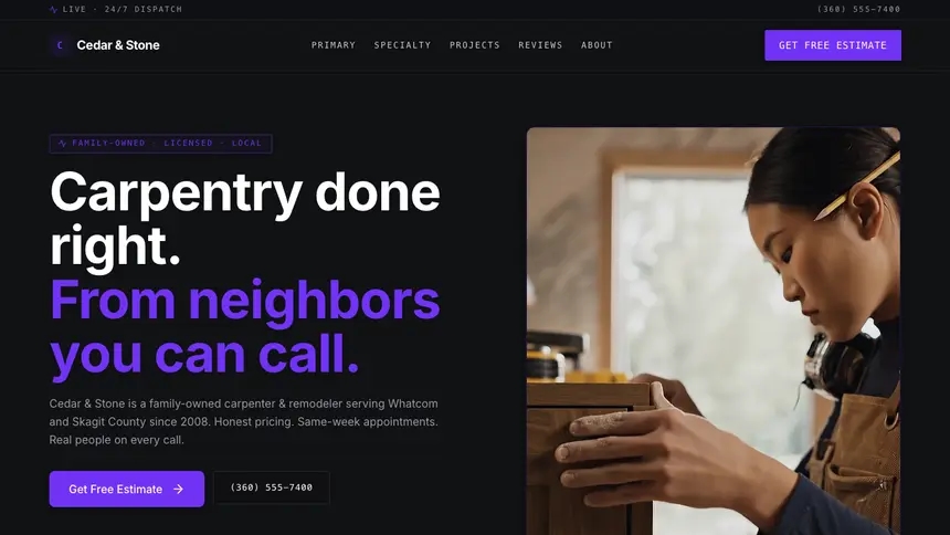 Carpentry Deep Contrast demo website thumbnail