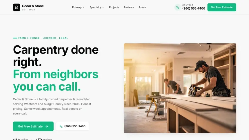 Carpentry Sleek Minimal demo website thumbnail