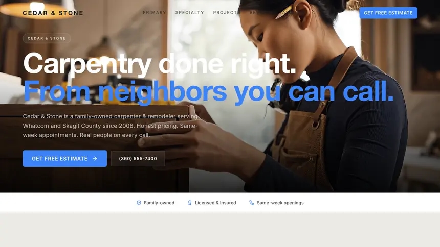 Carpentry Soft Inviting demo website thumbnail