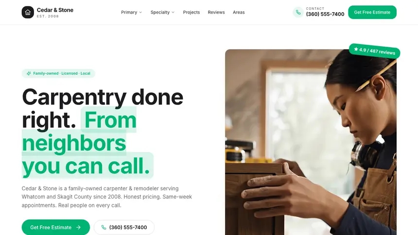 Carpentry Open Canvas demo website thumbnail