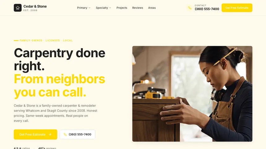 Carpentry Refined Tech demo website thumbnail