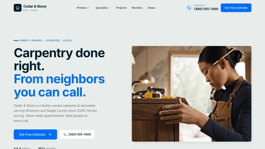 Carpentry Fresh Green demo website thumbnail