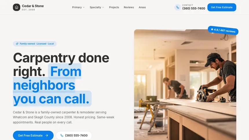 Carpentry Clean Editorial demo website thumbnail