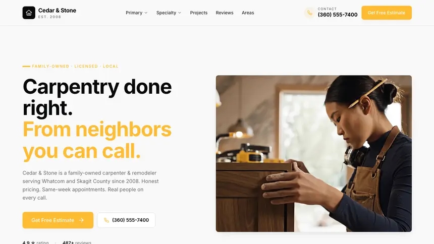 Carpentry Crisp Utility demo website thumbnail