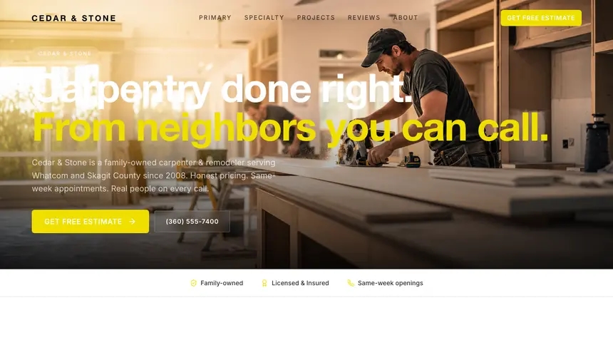 Carpentry Modern European demo website thumbnail
