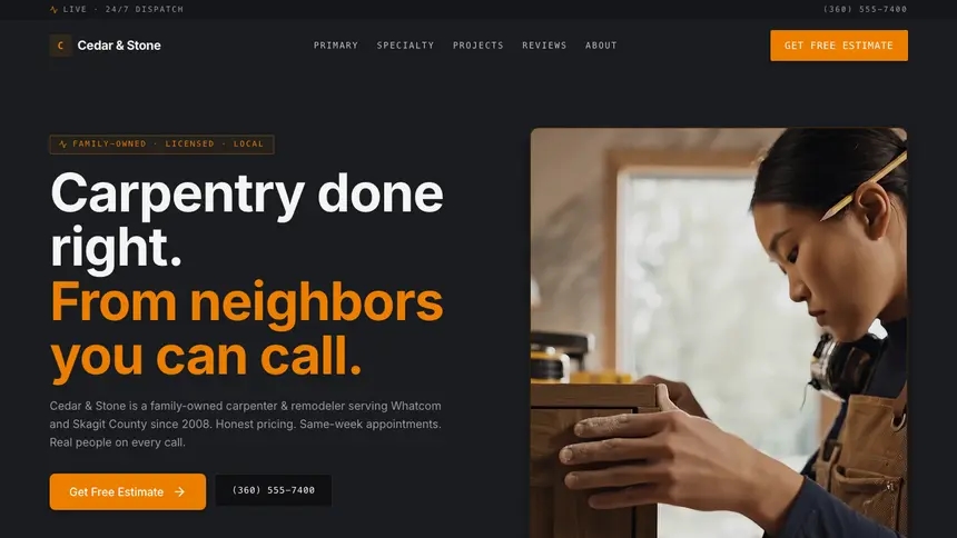 Carpentry Modern Finance demo website thumbnail