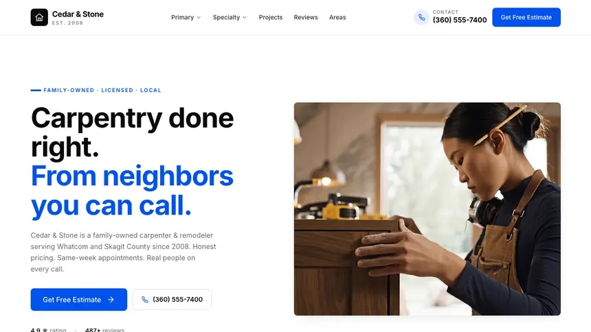Carpentry Editorial Content demo website thumbnail