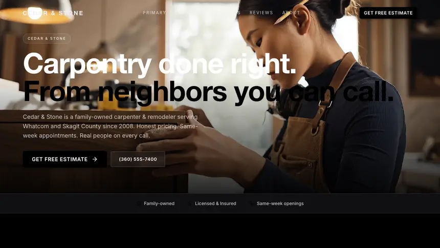 Carpentry High Contrast demo website thumbnail