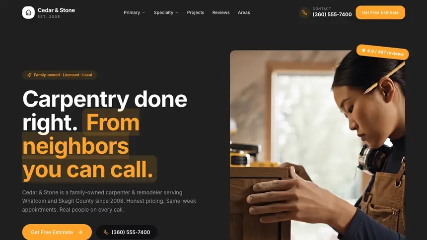 Carpentry Vibrant Media demo website thumbnail