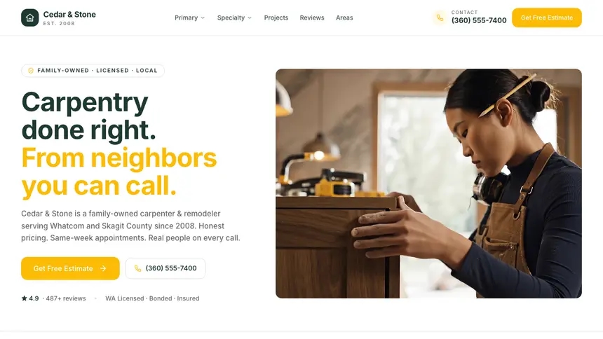 Carpentry Warm Retail demo website thumbnail